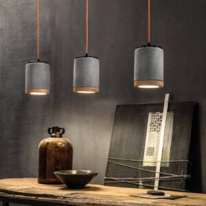 Ferroluce suspension C988 en céramique avec bord en bois et câble orange