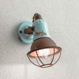 Applique murale C1675/1 en céramique turquoise avec corbeille brun rouille