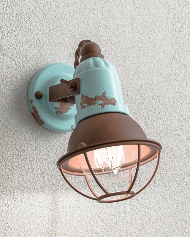 Applique murale C1675/1 en céramique turquoise avec corbeille brun rouille