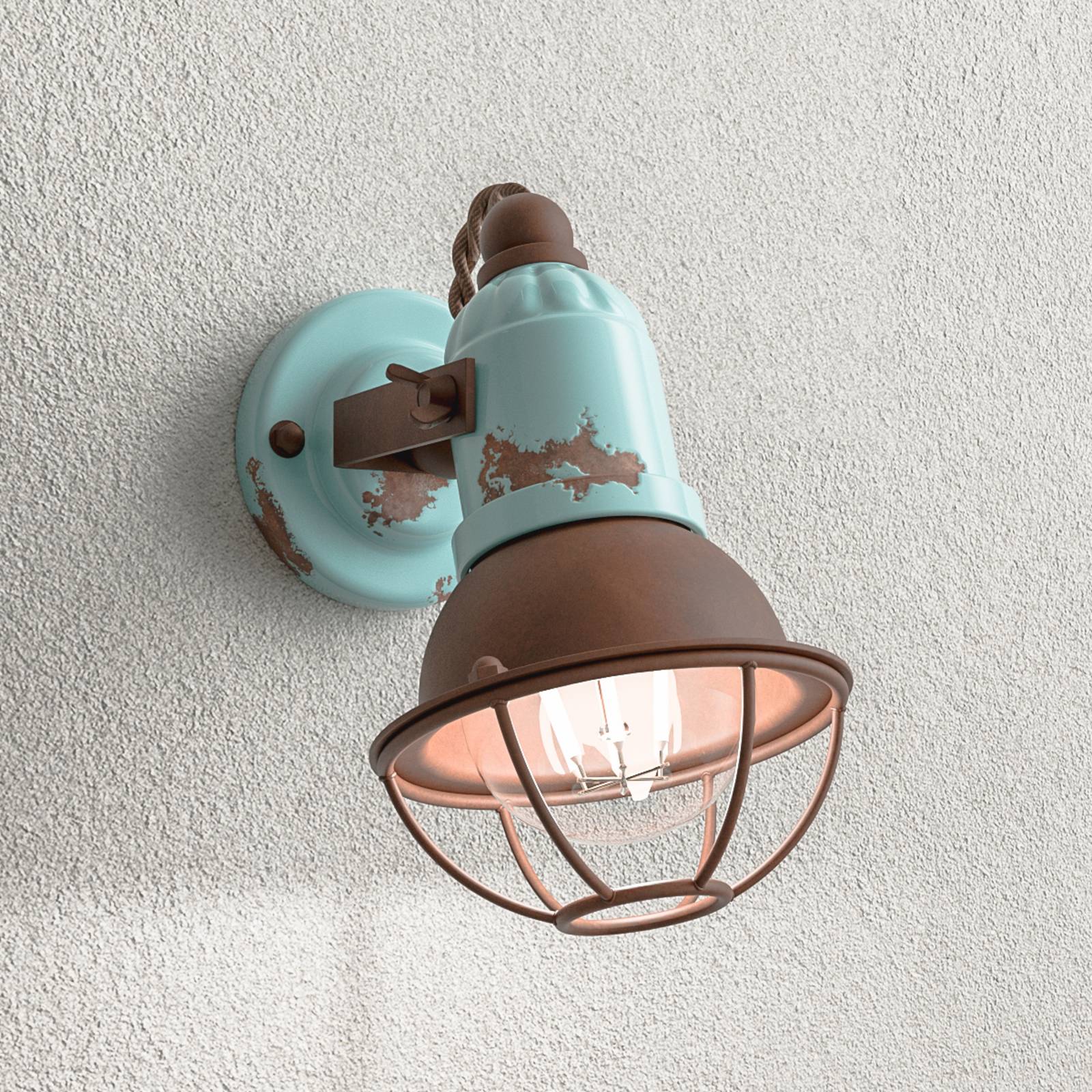 Applique murale C1675/1 en céramique turquoise avec corbeille brun rouille