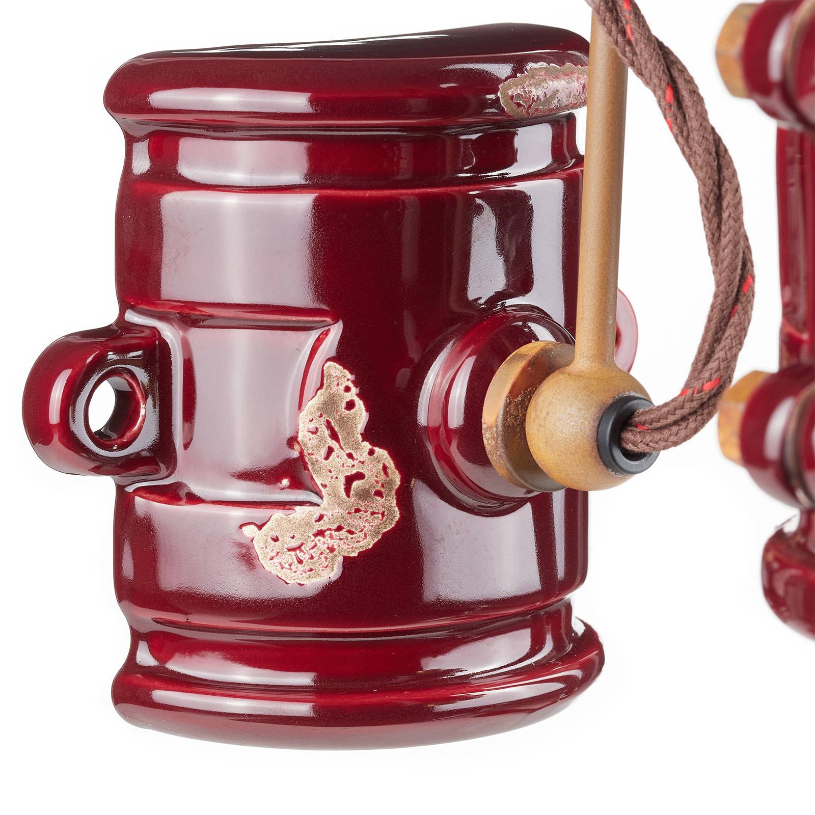 Applique vintage C1523 bordeaux en céramique patinée et verre clair — vue 3