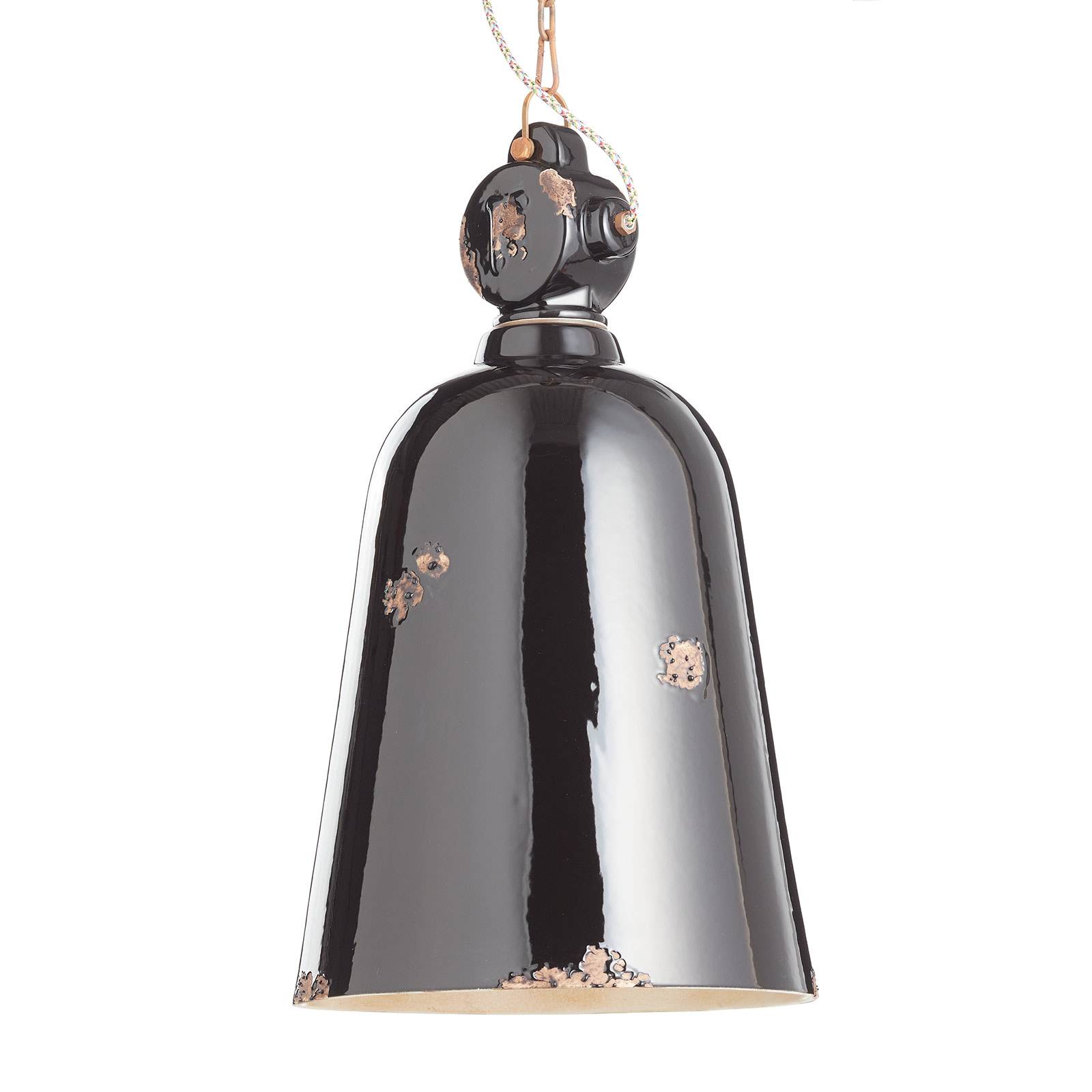 Suspension Ferroluce C1745 noire en céramique avec chaîne à l’aspect patiné — vue 3