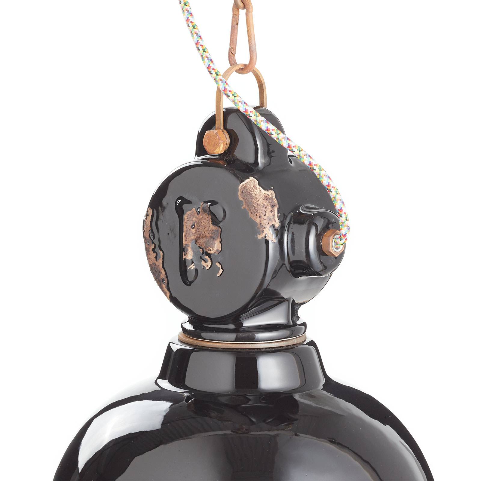Suspension Ferroluce C1745 noire en céramique avec chaîne à l’aspect patiné — vue 4