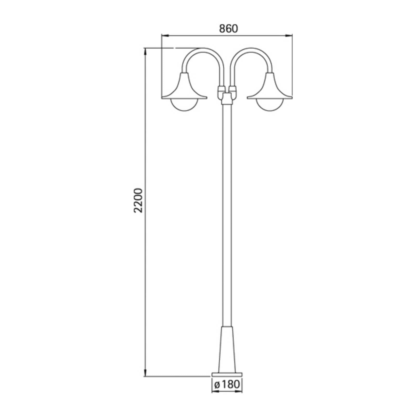 Lampadaire Albert Leuchten 171 noir à deux lampes pour éclairage extérieur