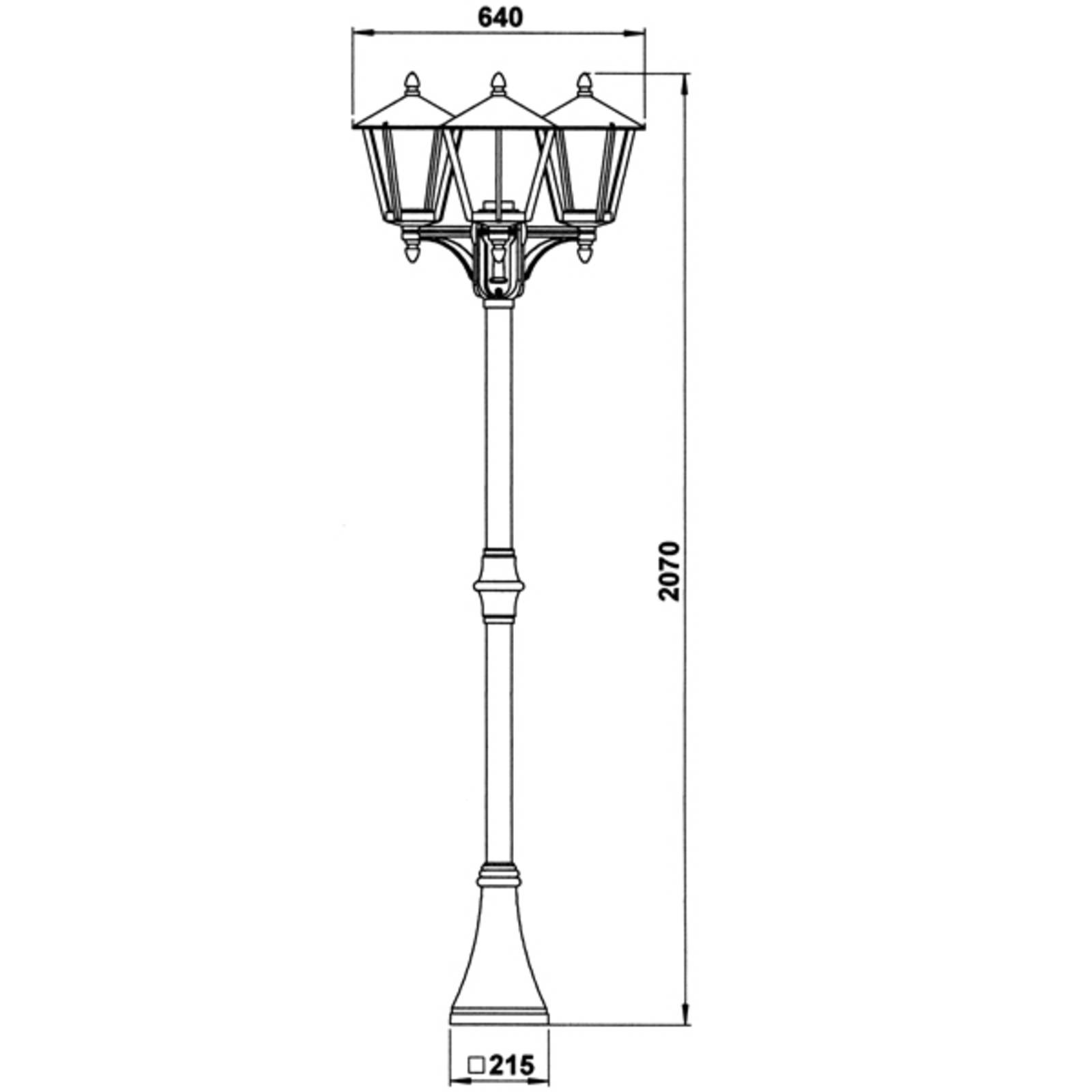 Lampadaire Albert Leuchten 680 blanc à trois lampes pour extérieur — vue 2