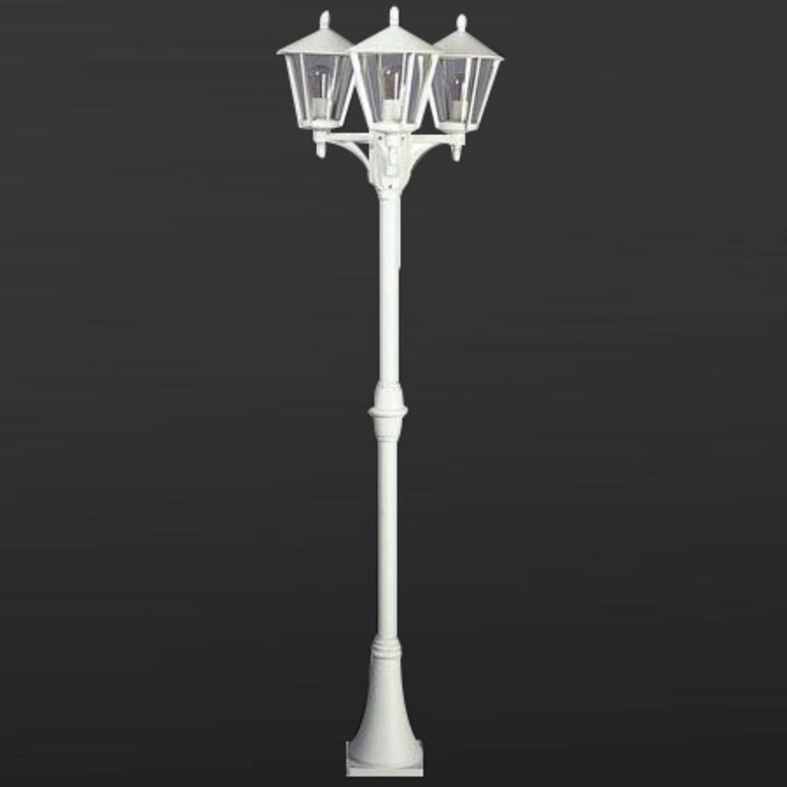 Lampadaire Albert Leuchten 680 blanc à trois lampes pour extérieur