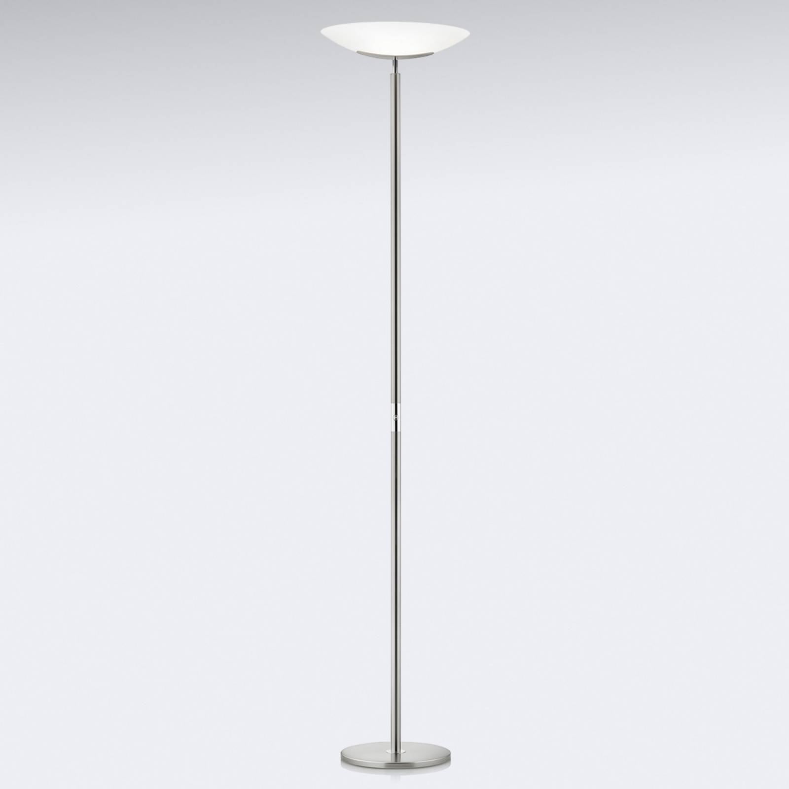 Lampadaire Knapstein Mika nickel-chromé avec tête ovale à éclairage indirect