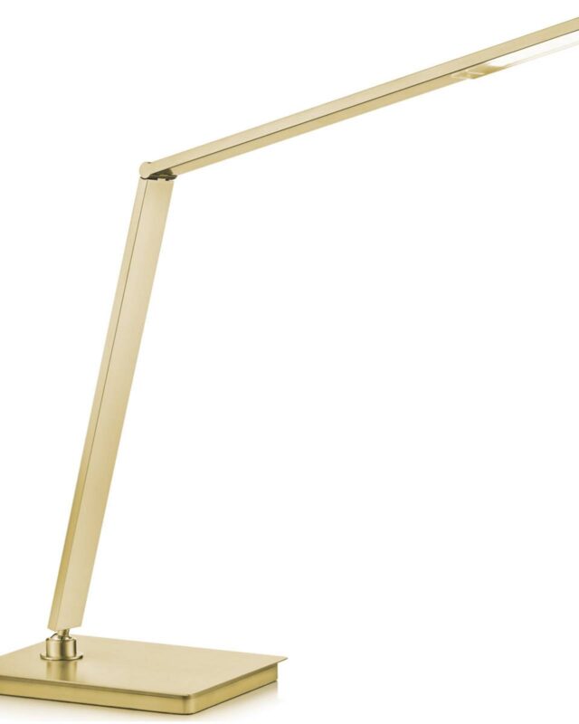 Lampe de table LED Omar en laiton mat avec variateur intégré