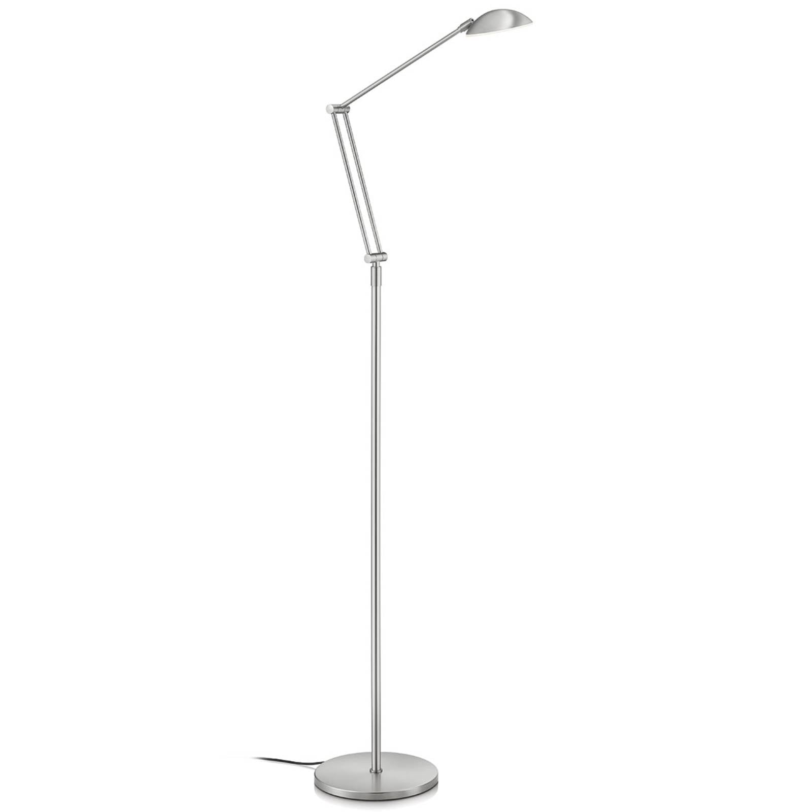 Lampadaire Knapstein Artemis en métal nickel mat avec tête réglable