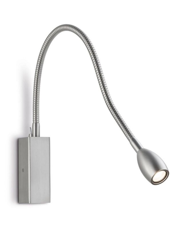 Applique LED Knapstein Méduse en métal nickel mat avec bras flexible orientable