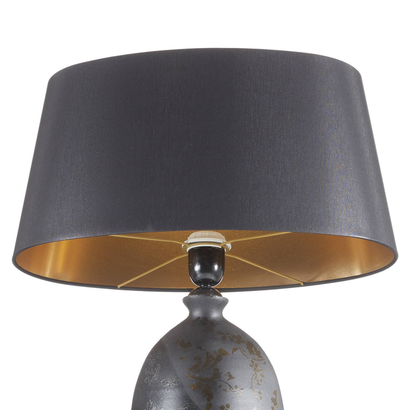 Lampe à poser Mary en céramique avec abat-jour noir et intérieur doré — vue 3