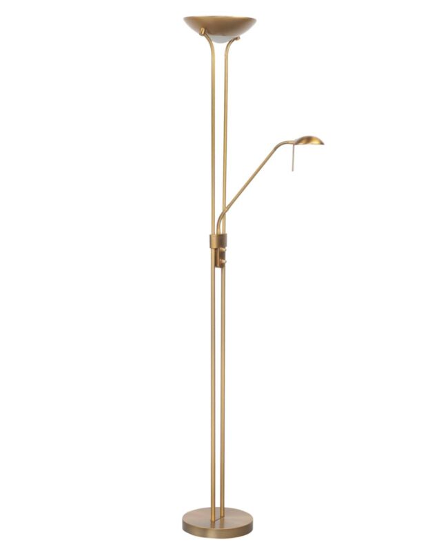 Lampadaire Lunaria bronze avec éclairage indirect LED et lampe de lecture