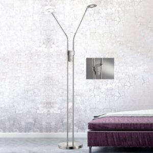 Lampadaire LED Dent nickel à deux bras flexibles et têtes orientables