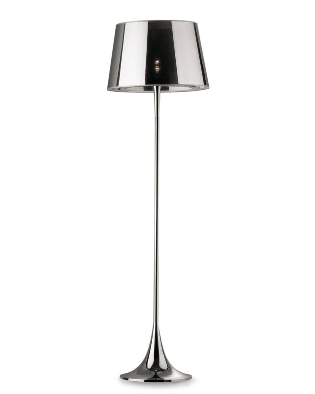 Lampadaire London Cromo de 174 cm, chrome et abat-jour PVC légèrement translucide