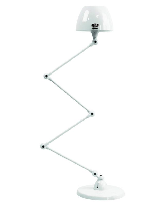 Lampadaire Jieldé Aicler AIC433 blanc avec bras articulé et abat-jour bombé