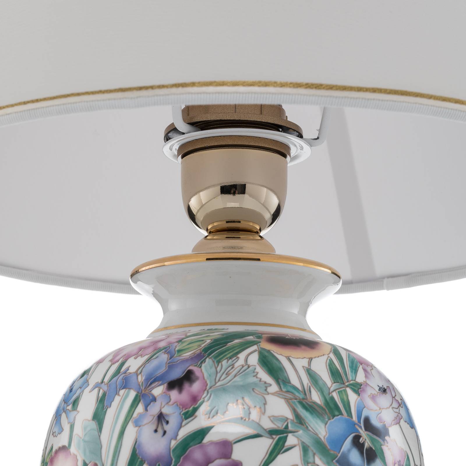 Lampe à poser Giardino Panse en céramique décorée de fleurs et détails dorés — vue 4
