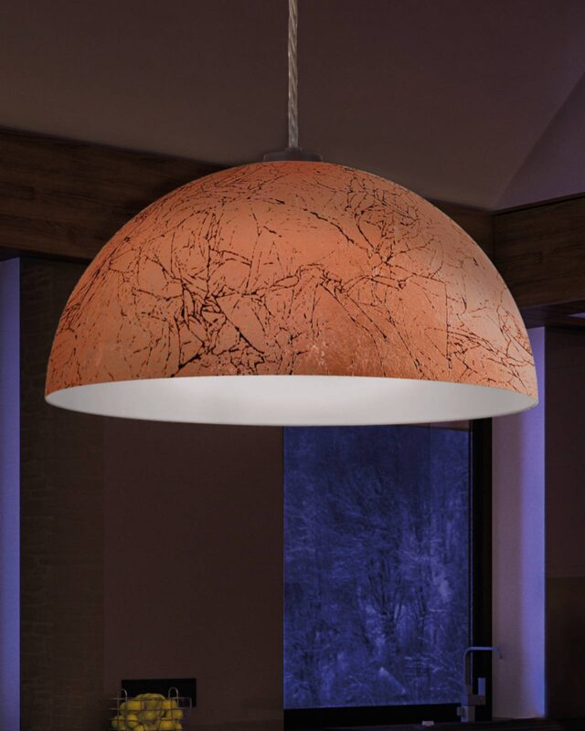 Suspension Cult Vintage en cuivre, abat-jour métallique et intérieur blanc