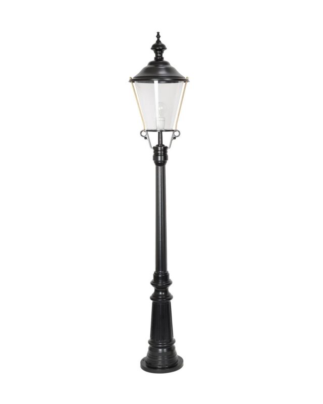 Lampadaire K.S. Verlichting Flores noir avec coiffe décorative en cuivre pour extérieur