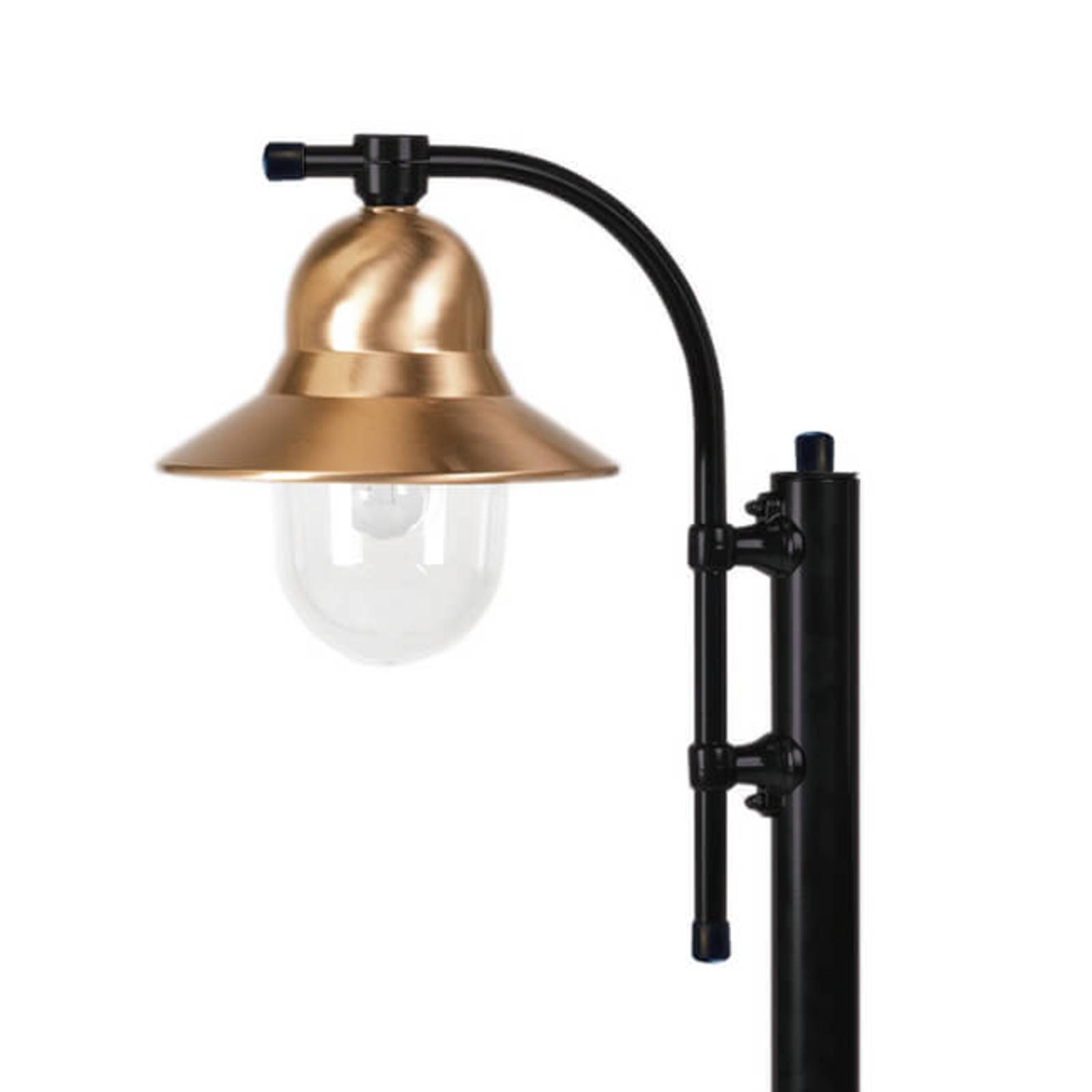Lampadaire extérieur Toscane noir avec calotte en cuivre et abat-jour en verre — vue 2