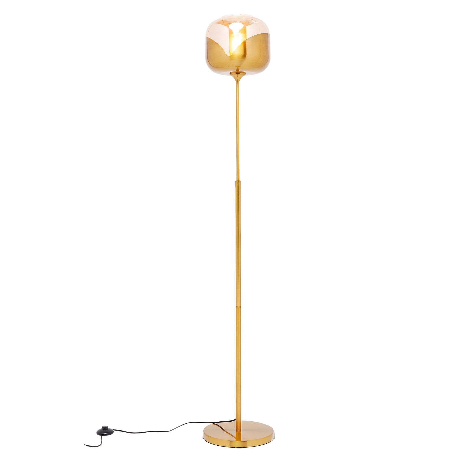 KARE Golden Goblet Ball, lampadaire doré avec globe en verre ambré