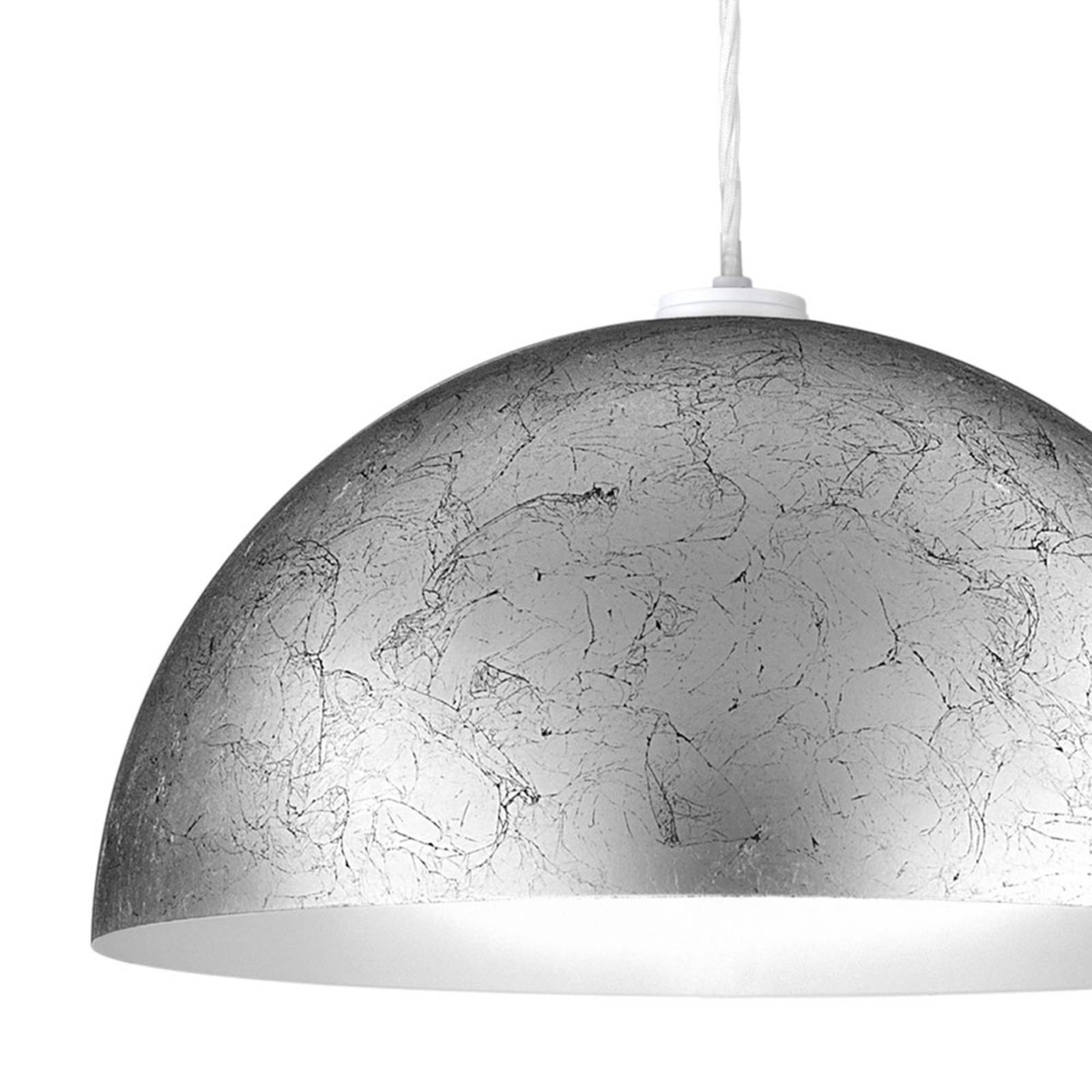 Suspension Cult Vintage en métal avec dôme argenté et intérieur blanc — vue 2