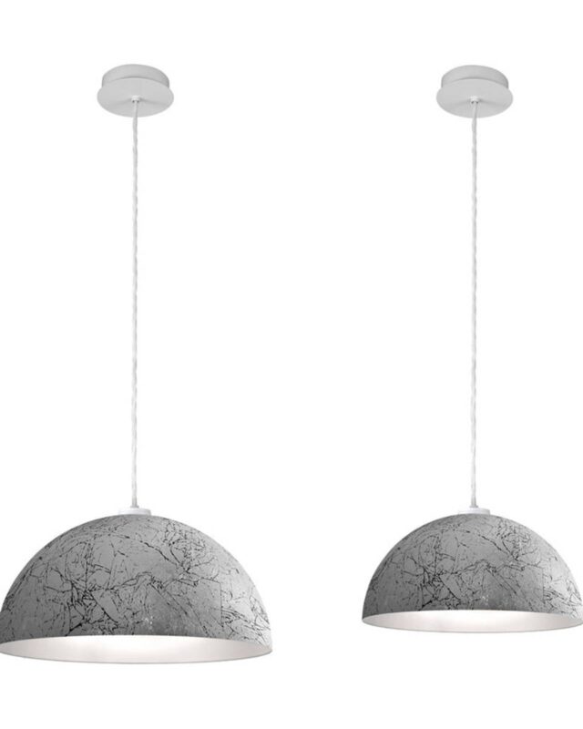 Suspension Cult Vintage en métal avec dôme argenté et intérieur blanc