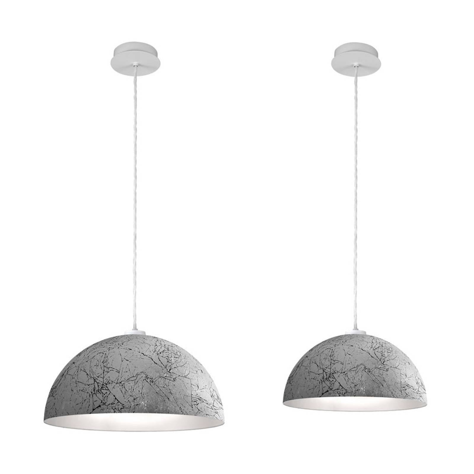 Suspension Cult Vintage en métal avec dôme argenté et intérieur blanc
