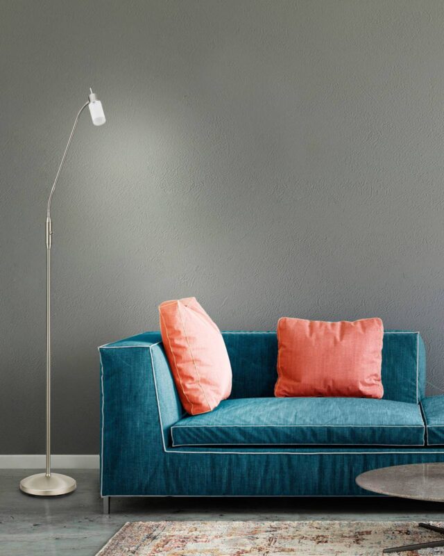 Lampadaire LED Max avec bras flexible et abat-jour en verre satiné