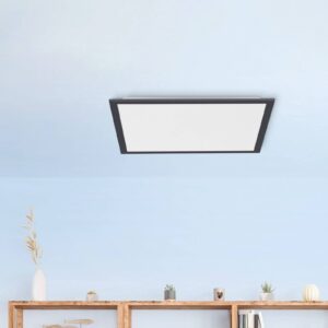 Plafonnier LED Flat carré avec cadre noir et diffuseur lumineux