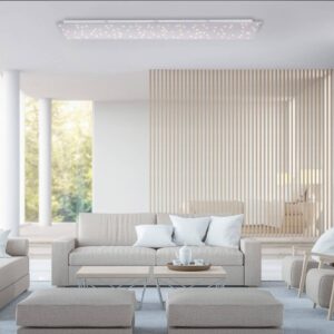 Plafonnier LED Sparkle rectangulaire couleur acier avec points lumineux étoilés
