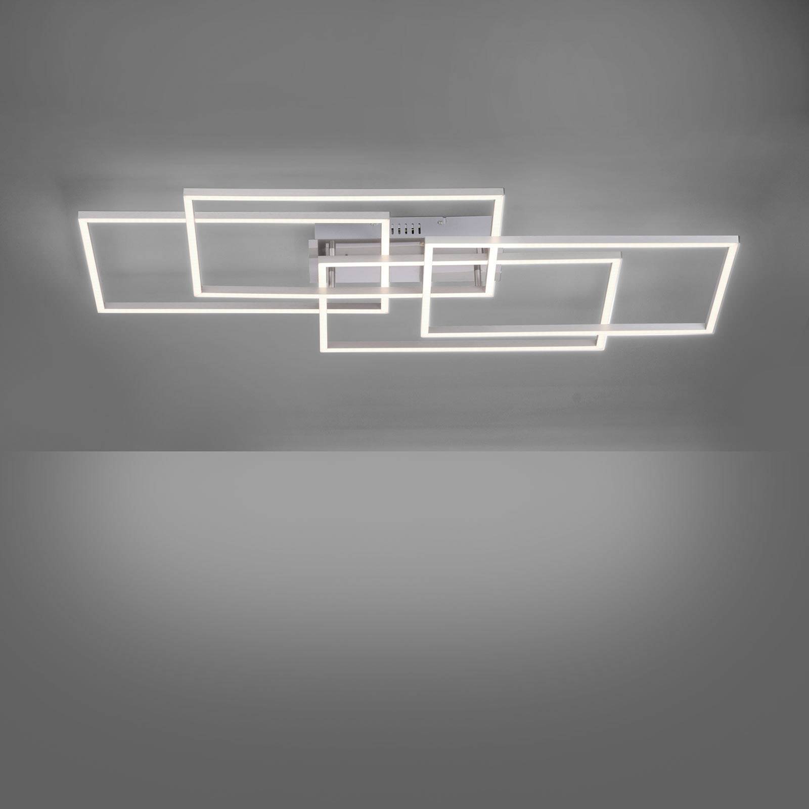 Plafonnier LED Iven en acier, quatre cadres carrés lumineux au plafond — vue 3