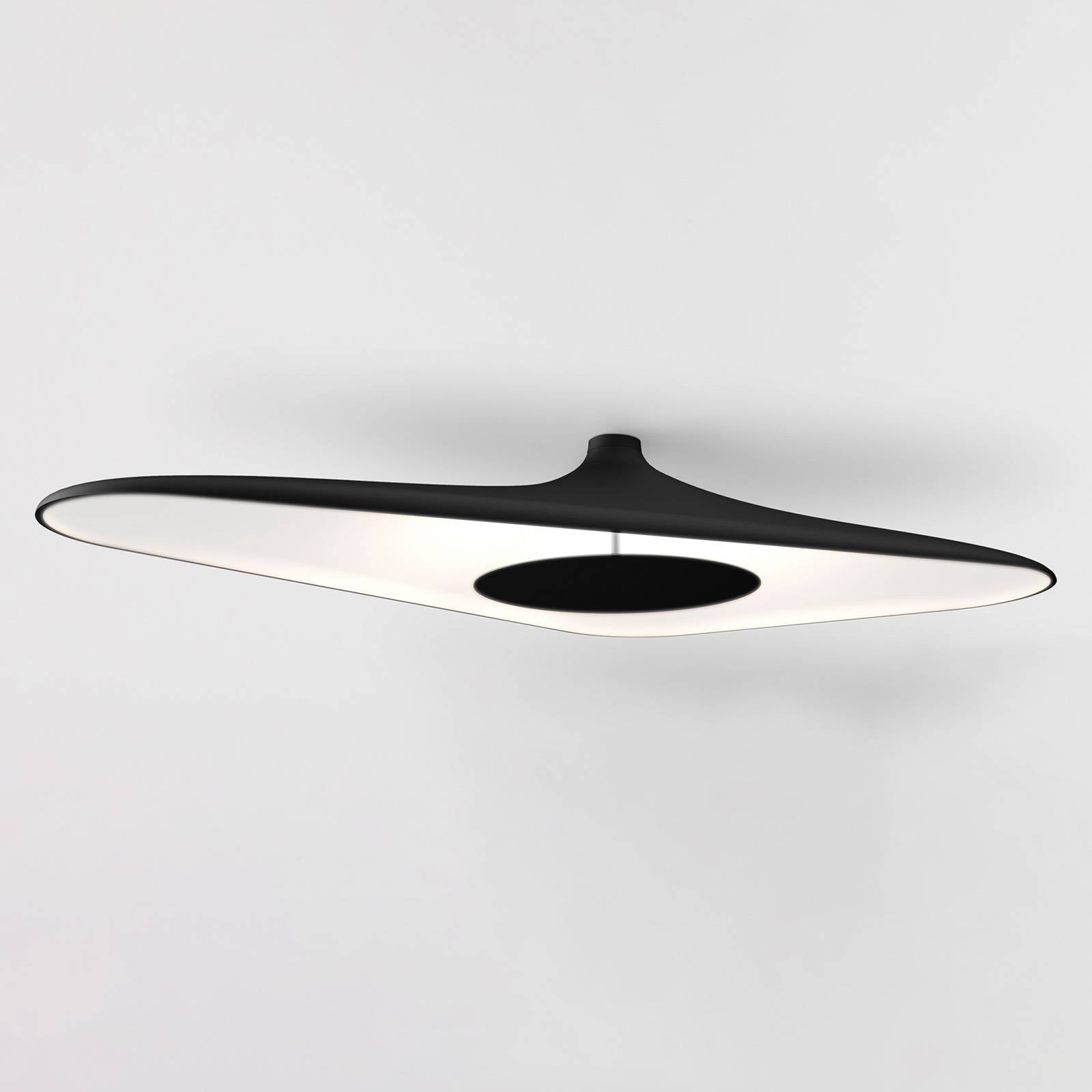 Plafonnier Luceplan Soleil Noir circulaire avec éclairage LED indirect et disque central noir