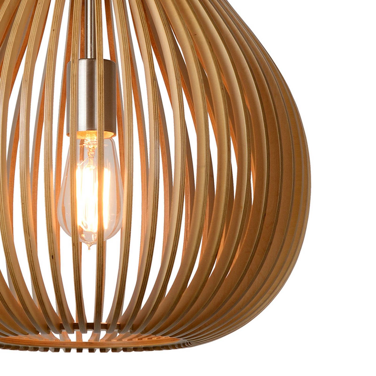 Suspension Bodo en bois clair, à tiges arquées et forme de poire — vue 3