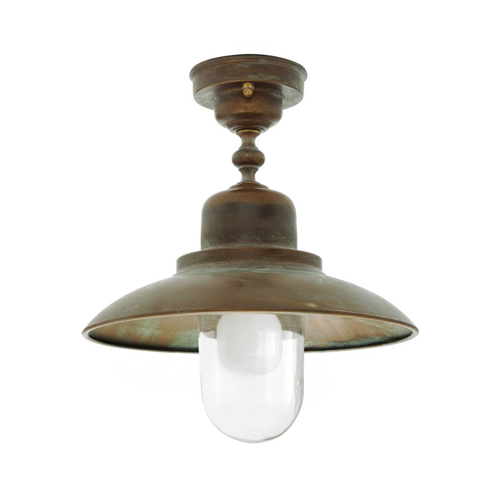 Plafonnier Moretti Luce Turino en laiton antique et verre transparent