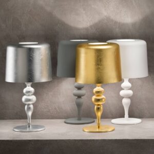 Lampe à poser Eva Masiero gris foncé avec abat-jour rond en aluminium