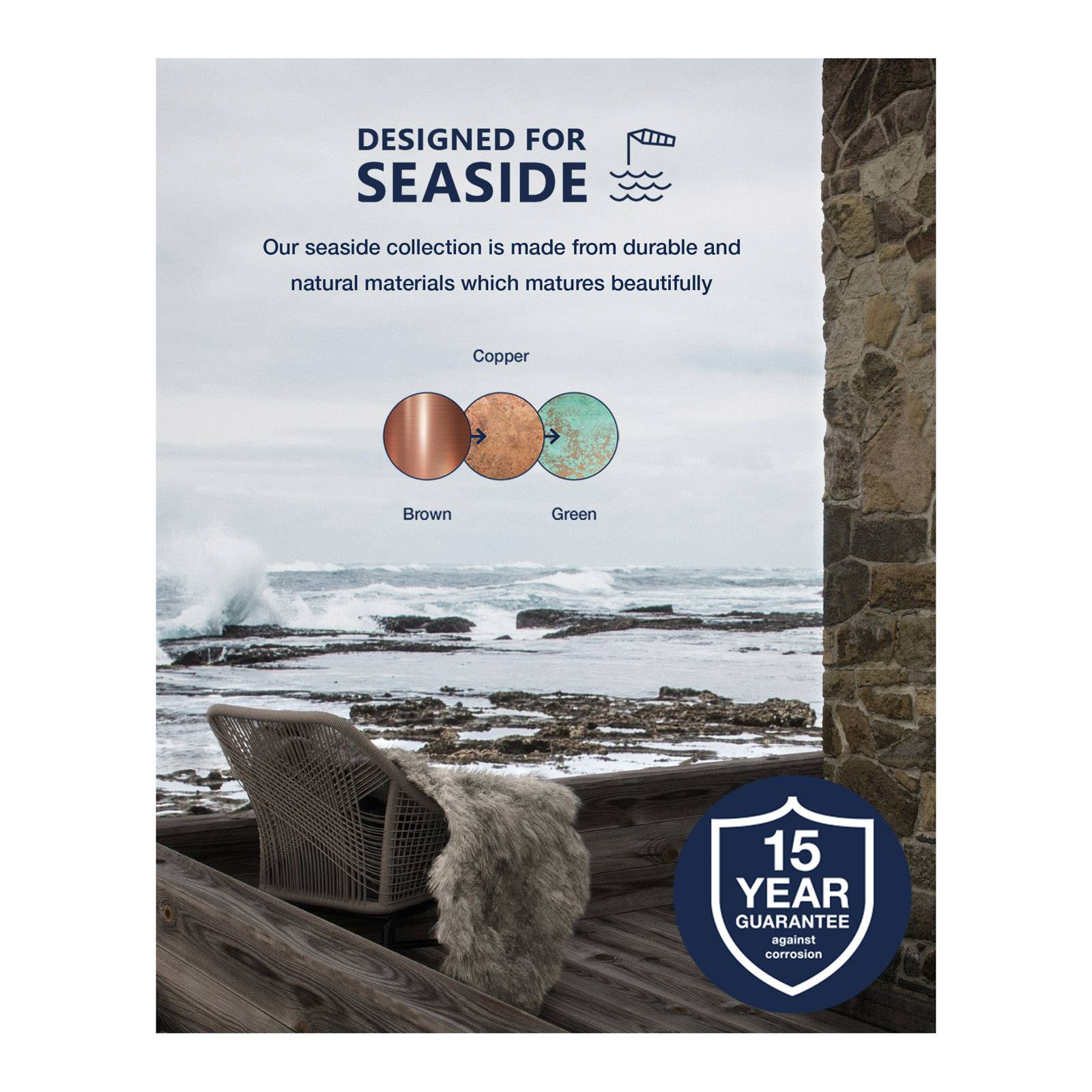 Applique Nordlux Blokhus en cuivre avec grille circulaire pour extérieur — vue 2