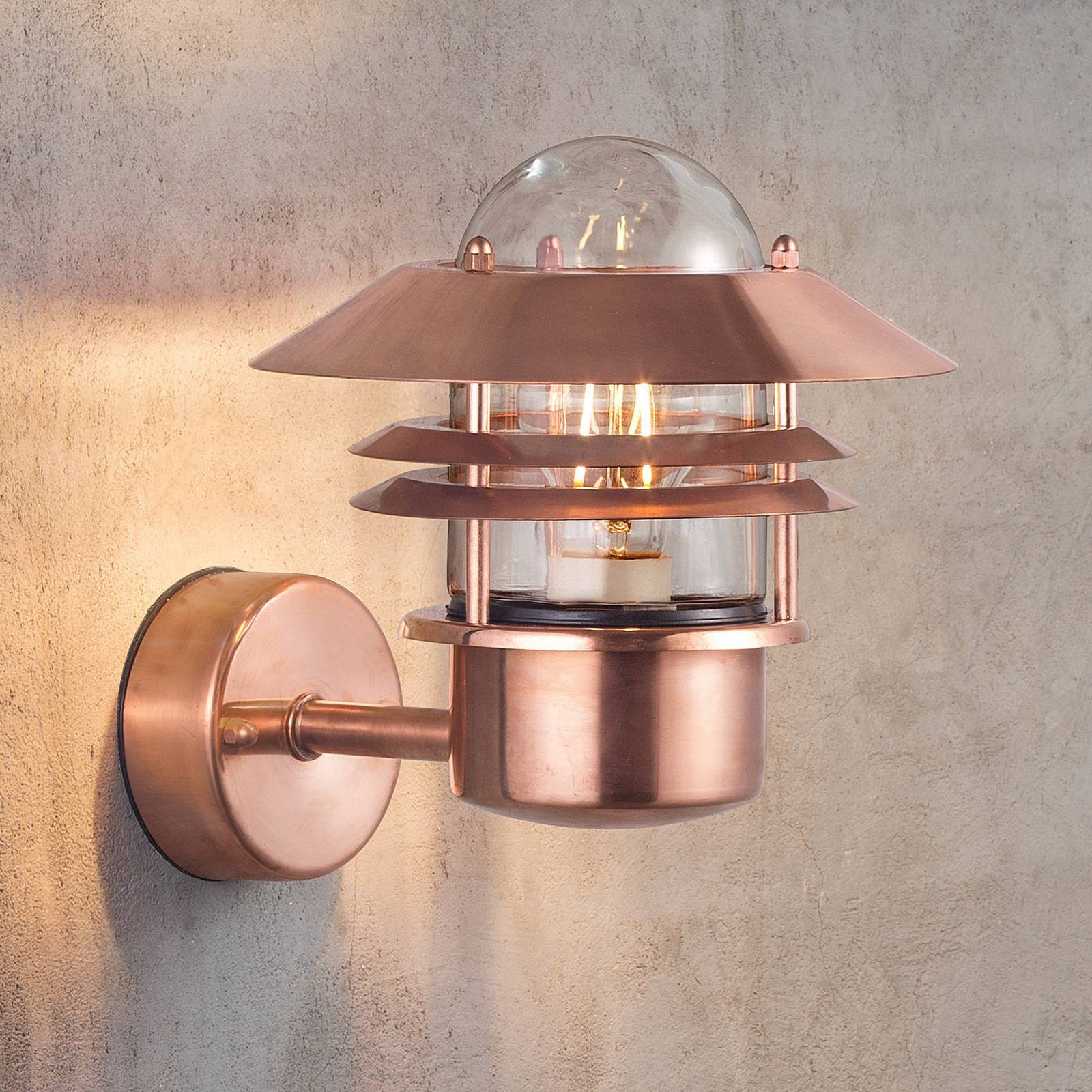 Applique Nordlux Blokhus en cuivre avec grille circulaire pour extérieur