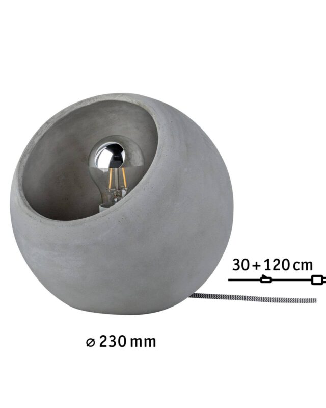 Lampe à poser Ingram ronde en béton avec ampoule décorative apparente