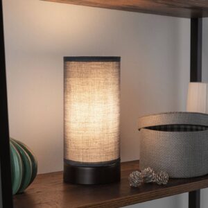 Lampe à poser Paulmann Pia noire et grise avec abat-jour en tissu