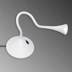 Lampe de bureau LED Viper blanche avec bras tubulaire flexible et pied interrupteur
