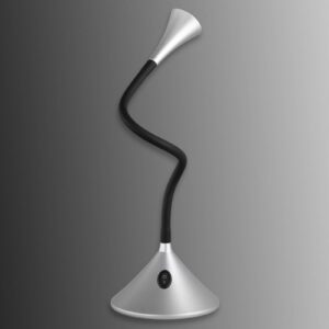 Lampe à poser LED Viper noire et argentée avec bras flexible orientable
