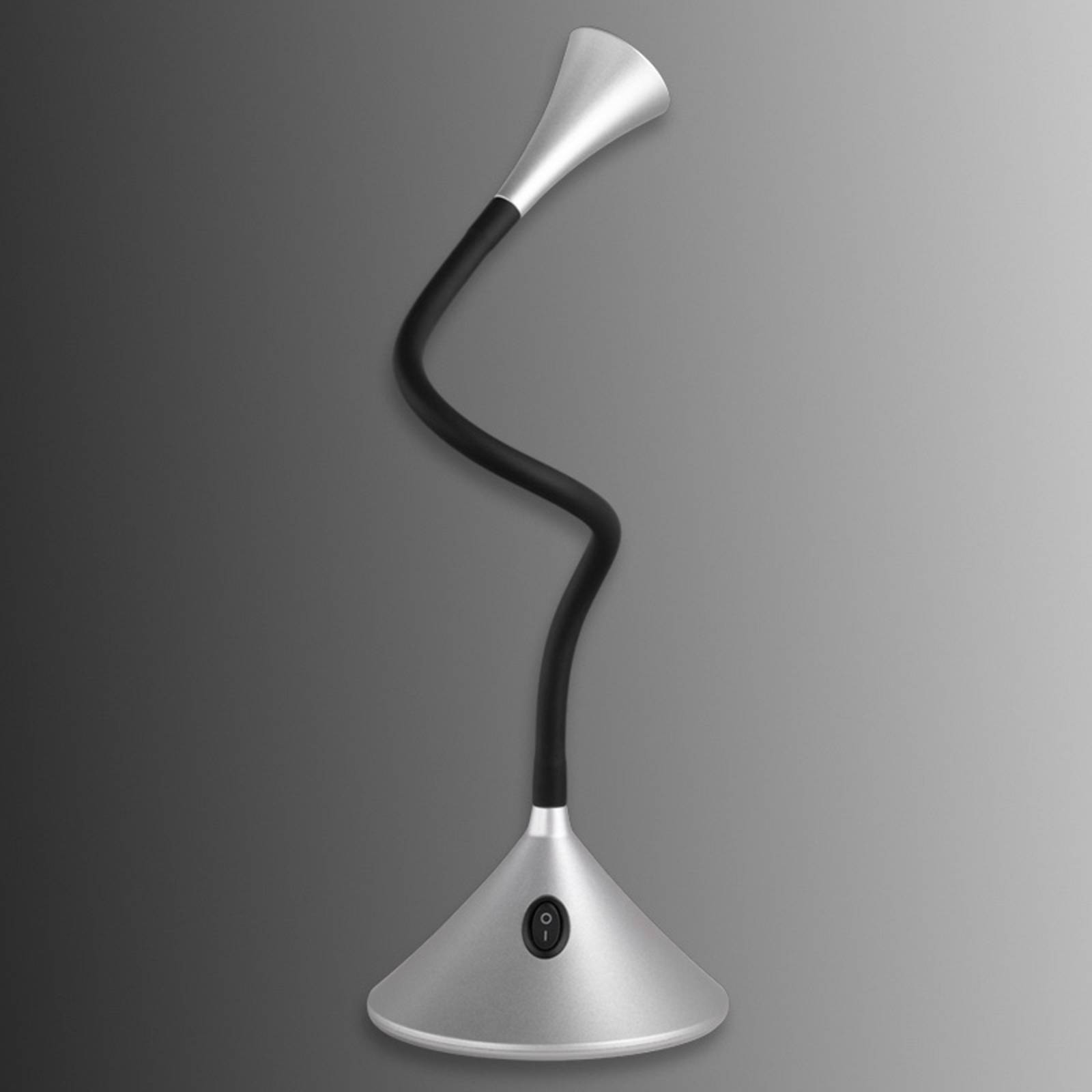 Lampe à poser LED Viper noire et argentée avec bras flexible orientable