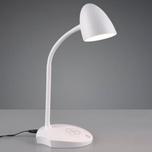 Lampe de bureau LED Load blanche avec bras flexible et chargeur à induction