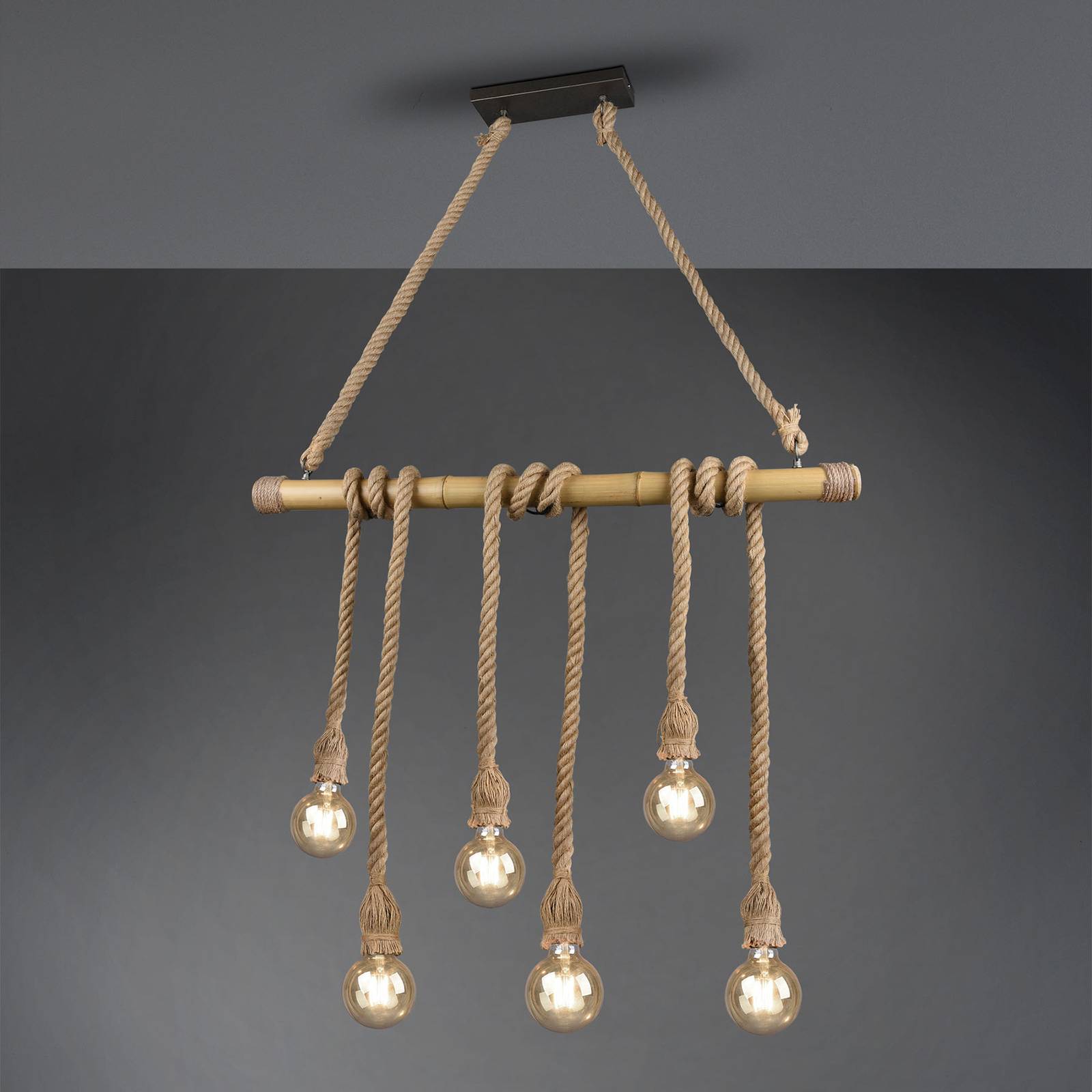 Suspension Wilma Reality Leuchten en bambou avec six lampes pour intérieur naturel — vue 2
