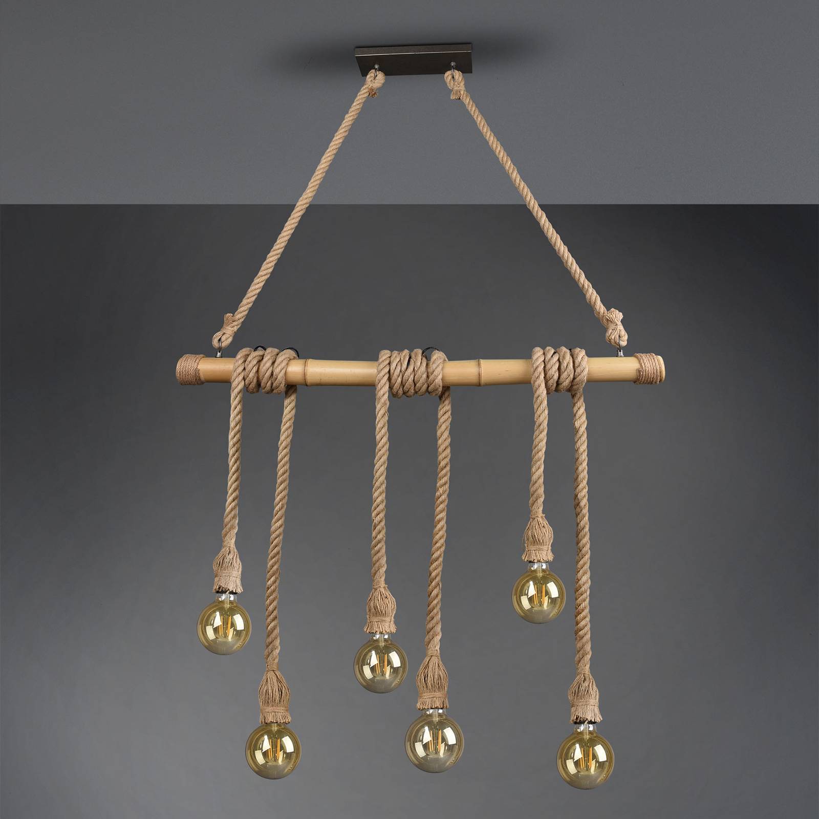 Suspension Wilma Reality Leuchten en bambou avec six lampes pour intérieur naturel — vue 3