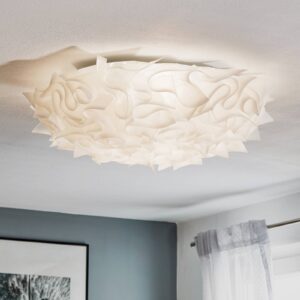 Plafonnier Slamp Veli opale de 78 cm au décor sculptural