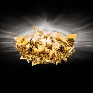 Plafonnier Slamp Veli Mini doré en Goldflex® avec abat-jour plissé