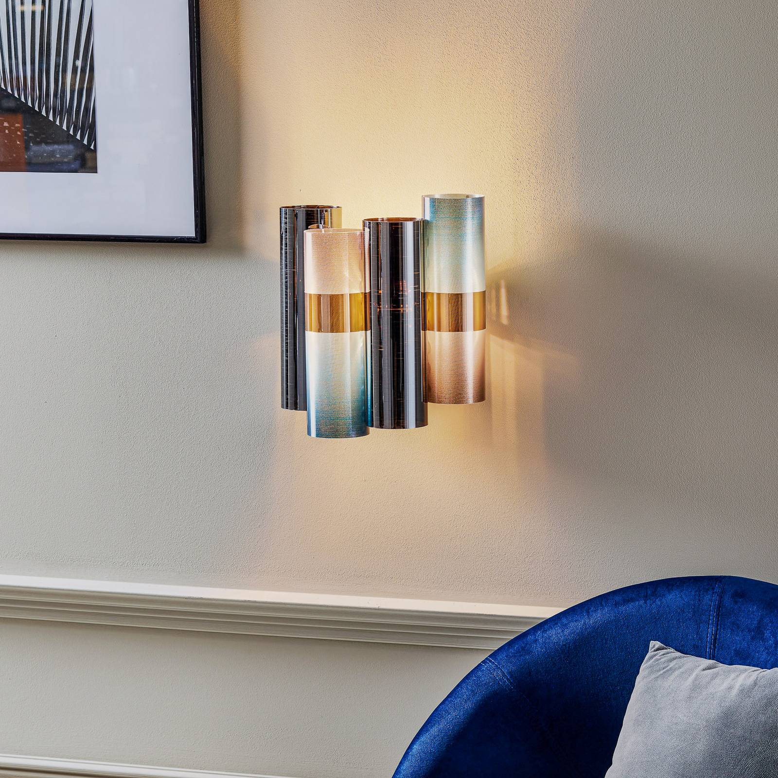 Applique Slamp La Lollo bleu-fumé composée de quatre tubes décoratifs — vue 2