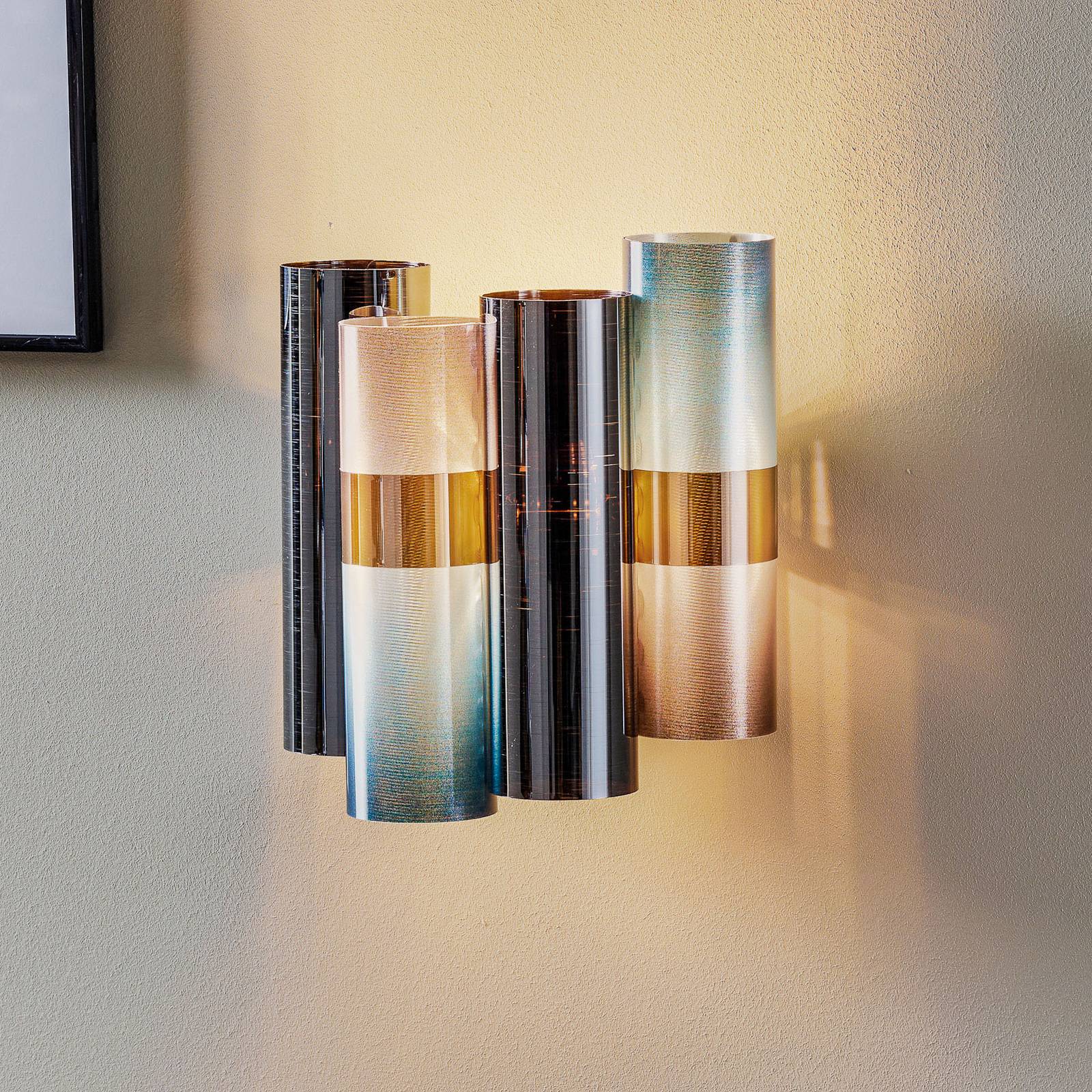 Applique Slamp La Lollo bleu-fumé composée de quatre tubes décoratifs