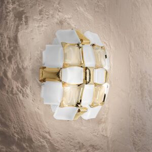 Applique Slamp Mida dorée et blanche aux formes précieuses, vue de face